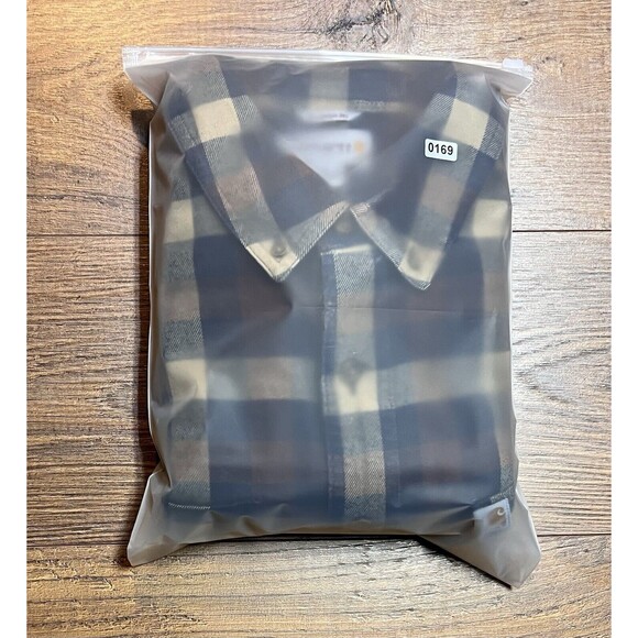 Carhartt Flannel Shirt Mens L Rugged Flex Hamilton Dark Khaki Plaid Relaxed Fit - Picture 10 of 10